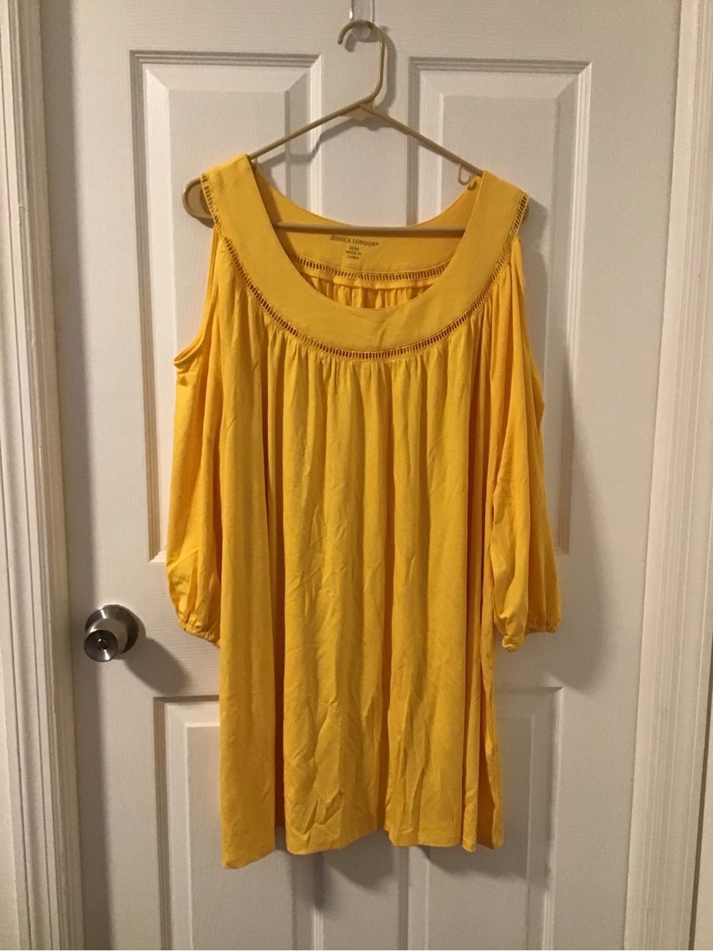 NWOT! Jessica London Yellow Cold-Shoulder Tunic with Scoop Neck